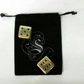 2 Solid Brass Dice w/velvet drawstring pouch